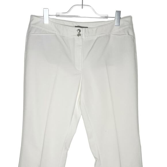 WHITE HOUSE BLACK MARKET Straight Leg Pant Mid Rise Flat Front White Size 12R - Picture 2 of 10